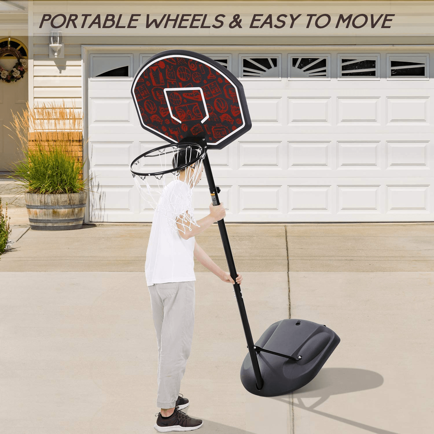 Load image into Gallery viewer, MaxKare Basketball Hoop &amp; Goal Portable Basketball System Stand Height Adjustable 5.5ft -7.5ft with 32 in Backboard &amp; Wheels for Youth Kids Outdoor Indoor Basketball Goal Game Play - NAIPO
