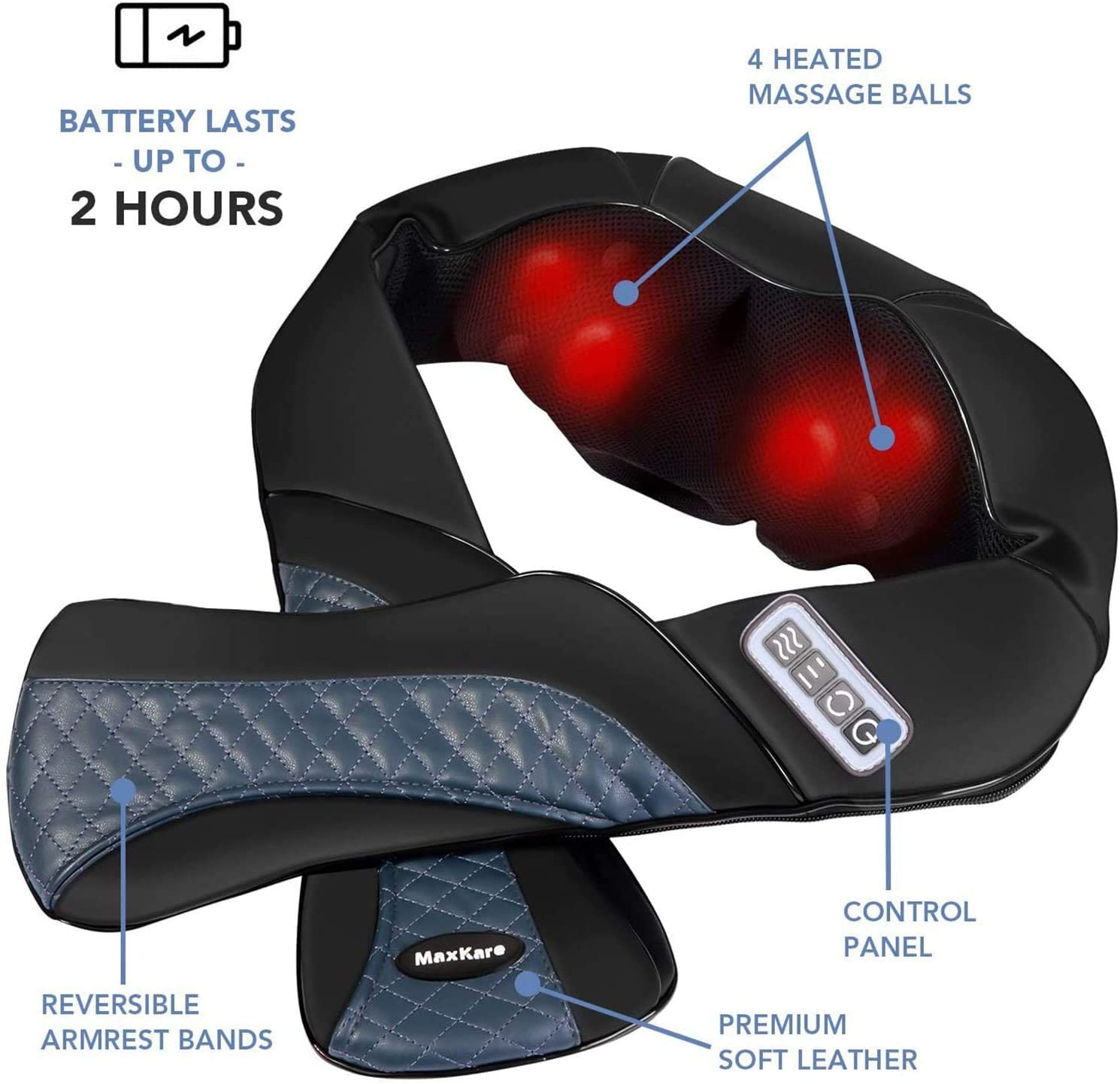 Load image into Gallery viewer, MaxKare Cordless Shoulder Massager Back and Neck Shiatsu Massage with 3D Massage Nodes Bidirectional Rotation and Optional Heat Relieve Muscle Pain for Car Home Office Use - NAIPO
