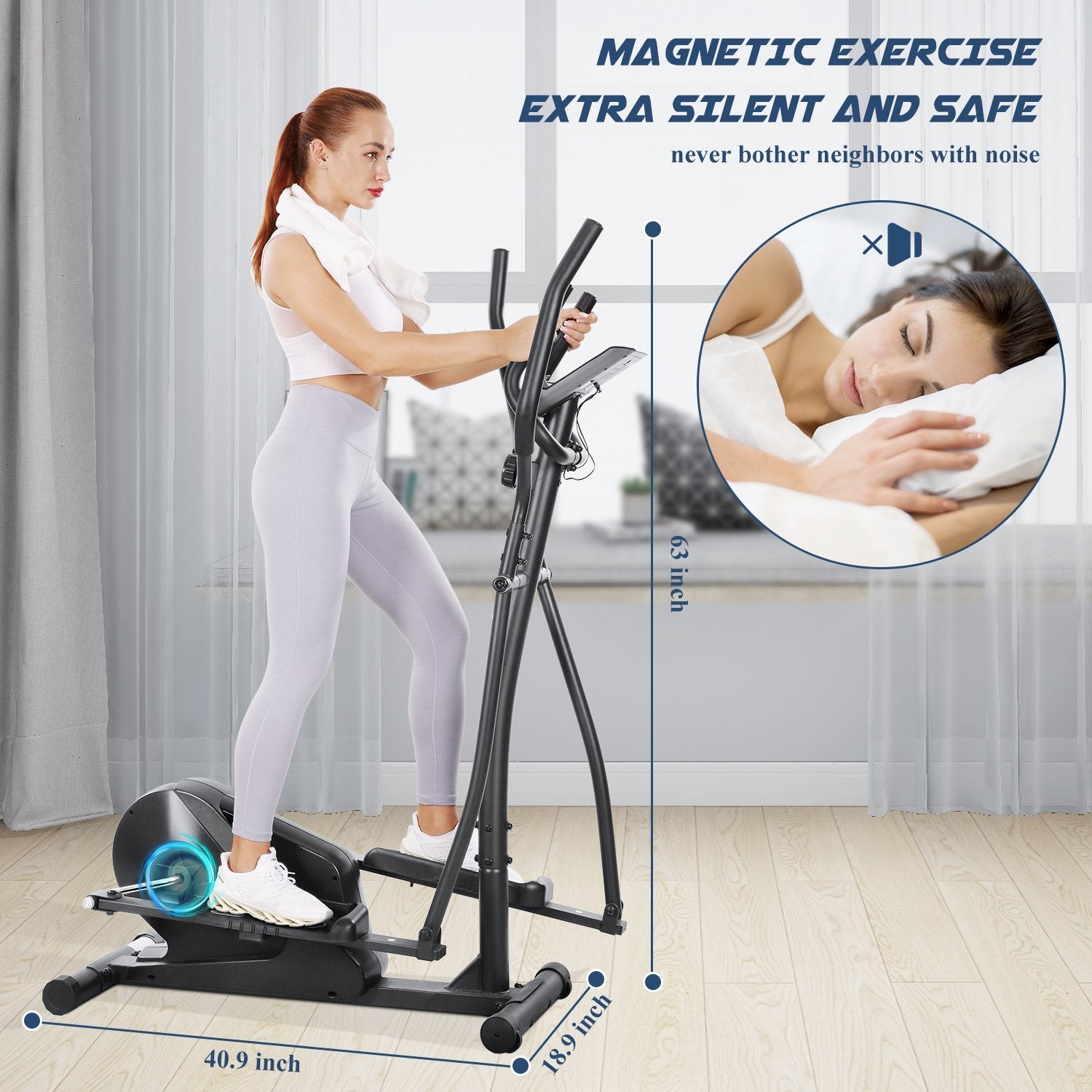 Load image into Gallery viewer, MaxKare Elliptical Machine Home LCD Exercise Elliptical Trainers with Magnetic Resistance Heart Rate Tracking - NAIPO

