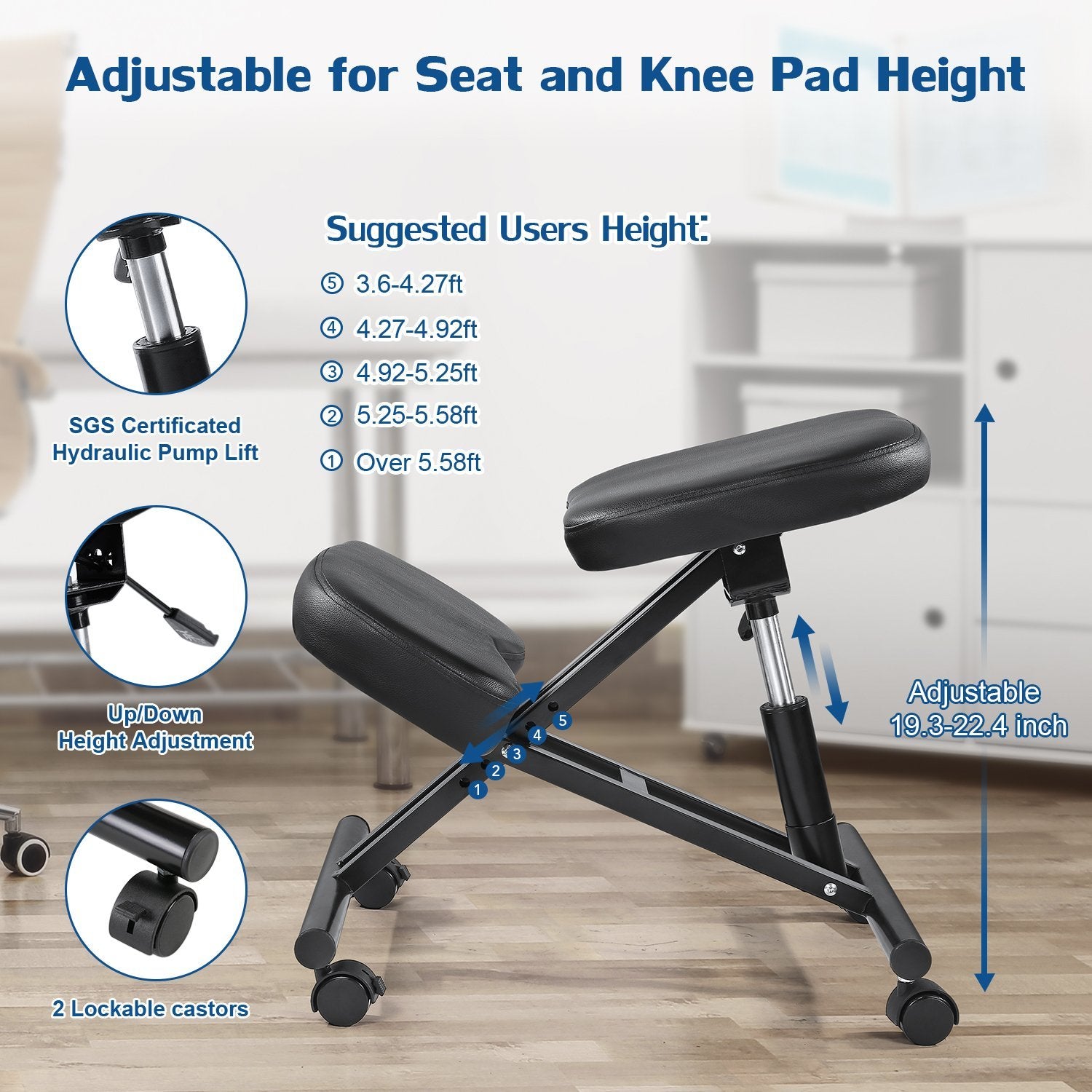 Load image into Gallery viewer, MaxKare Ergonomic Kneeling Chair Home Office Chairs with Height Adjustable for Corrective Posture Seat | Back Pain | Neck Pain Relieving | Spine Tension Relief-Thicken Kneeling Cushion - NAIPO
