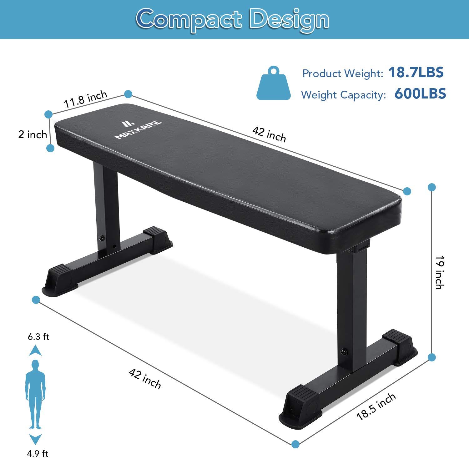 Load image into Gallery viewer, MaxKare Flat Weight Bench 500 LBS Capacity 42x18.5x19&quot;Workout Exercise Fitness Bench Thick Backrest Cushion for Home Gym Strength Training - NAIPO
