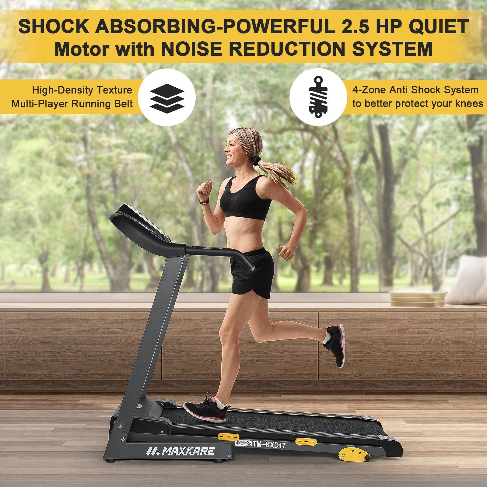 Load image into Gallery viewer, MaxKare Folding Treadmill Electric Motorized Running Machine 17&#39;&#39; Wide Tread Belt w/Incline LCD Display and Cup Holder Easy Assembly with 15 Preset Programs Perfect for Home Use - NAIPO
