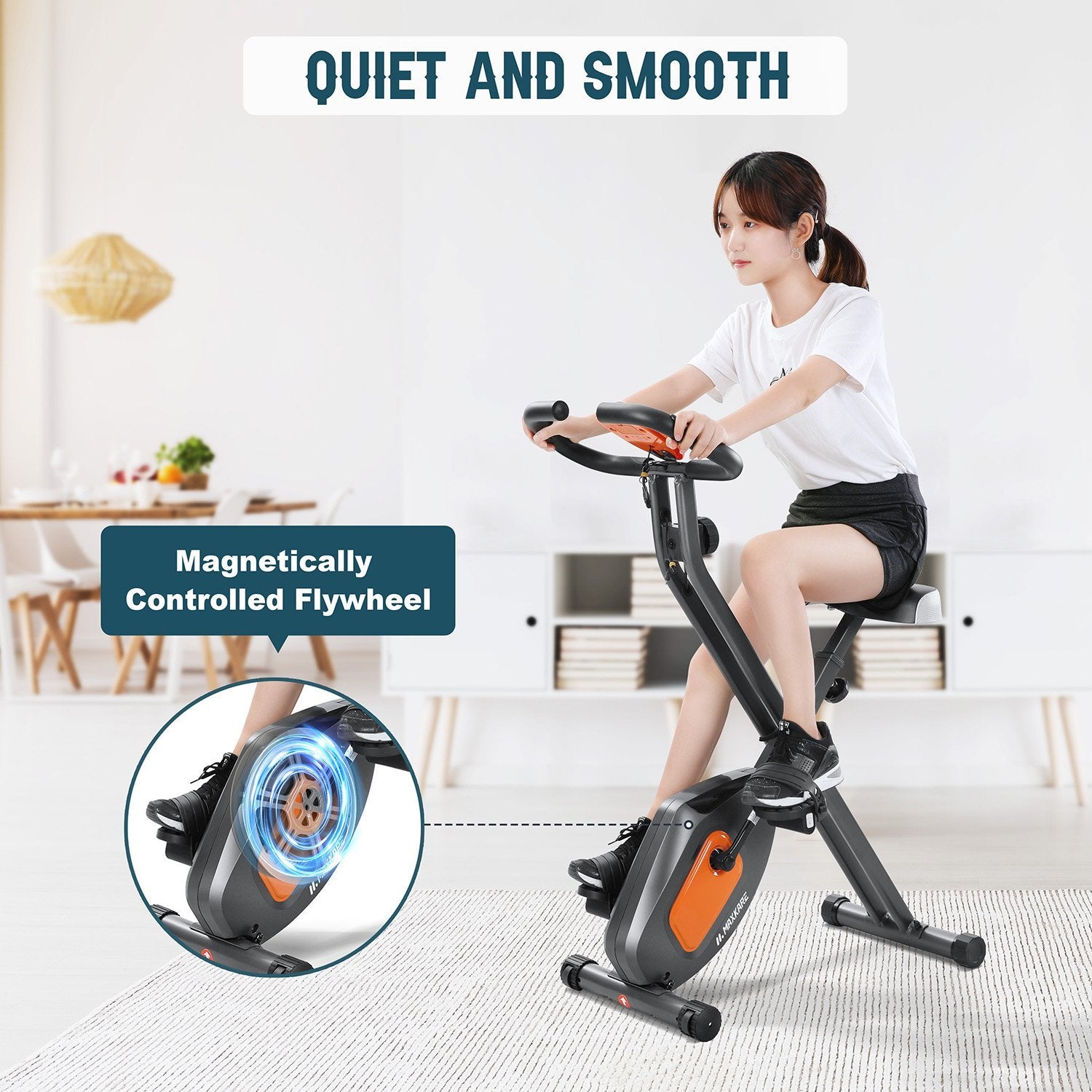 Load image into Gallery viewer, MaxKare Folding Upright Exercise Bike with Magnetic Resistance Indoor Cycling Bike Stationary Bike w/Extra Large Cushion Seat/Pulse Sensor/LCD Monitor Portable For Home Use - NAIPO
