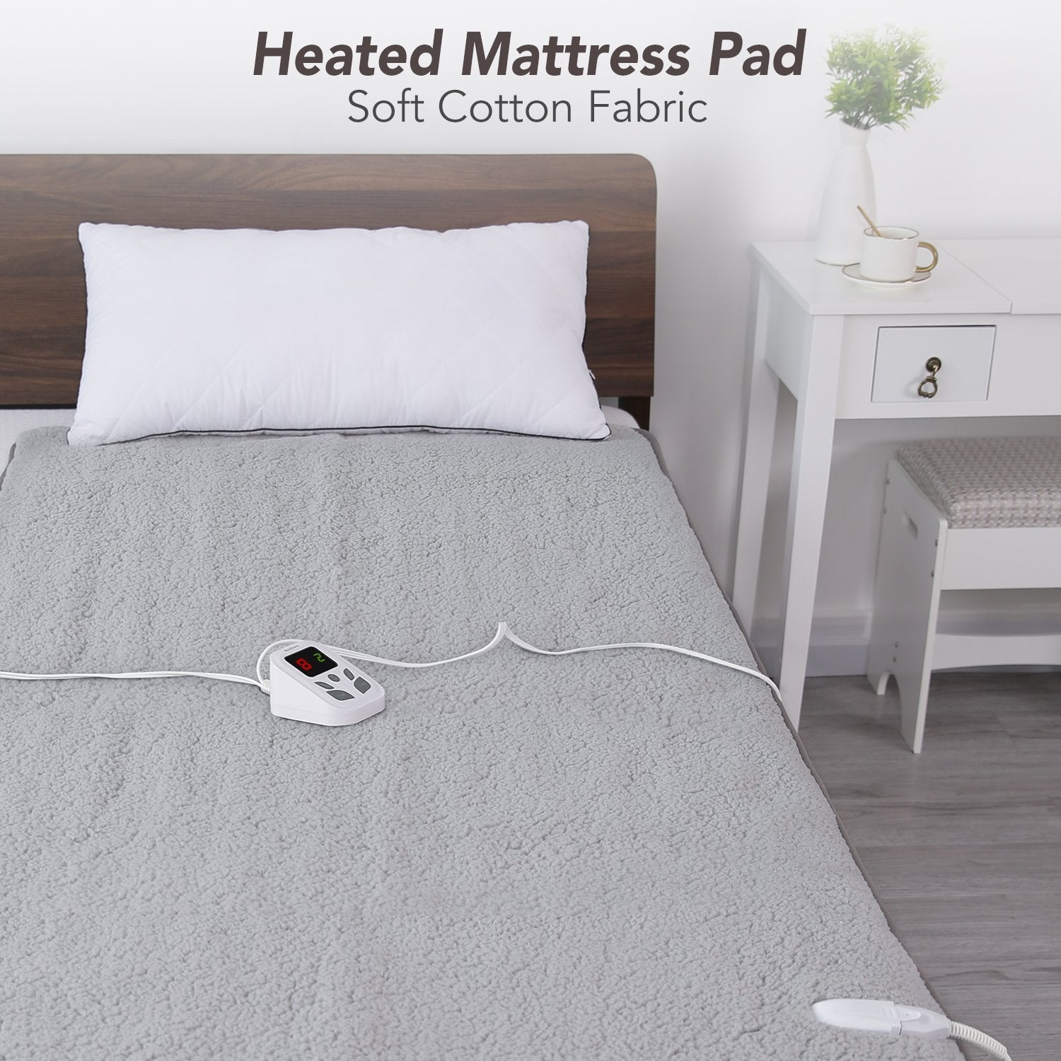 Load image into Gallery viewer, MaxKare Heated Mattress Pad Electric Underblanket Soft Cotton Fabric,10 Heat &amp; 9 Timer Auto Off Settings ETL Certification Overheating Protection Relief Tense Muscle, Machine Washable &amp; Dryer, Twin - NAIPO
