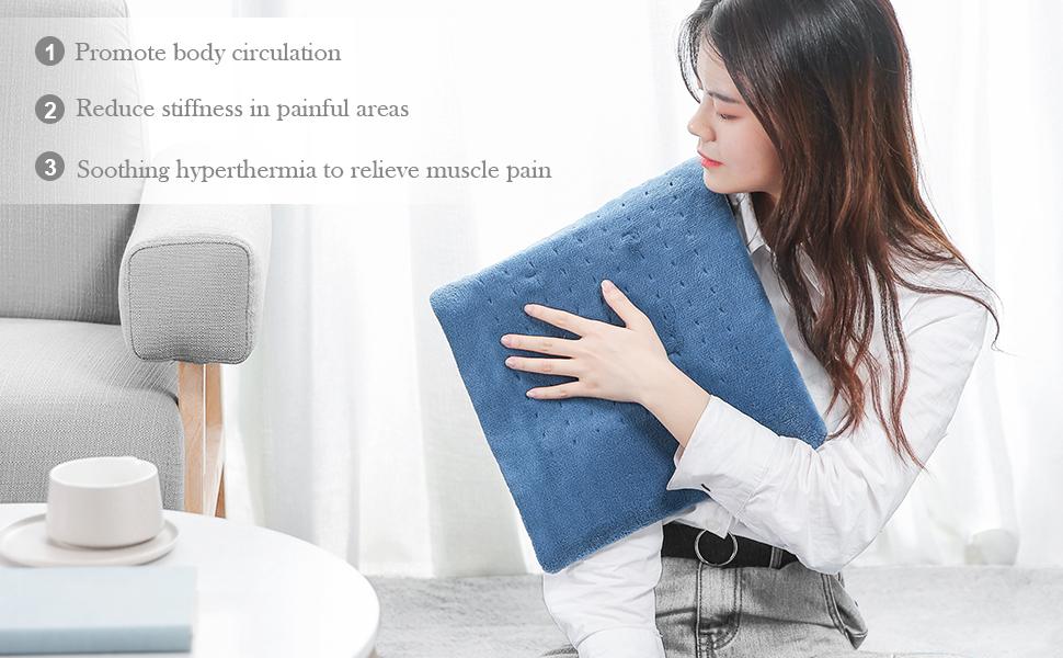 MaxKare Heating Pad for Back Pain, Neck and Shoulders and Cramps, Large 12" x 24" Size Ultra-Soft and 3 Heat Settings with Auto Shut Off, Moist & Dry Heat Options and Fast Heating - NAIPO
