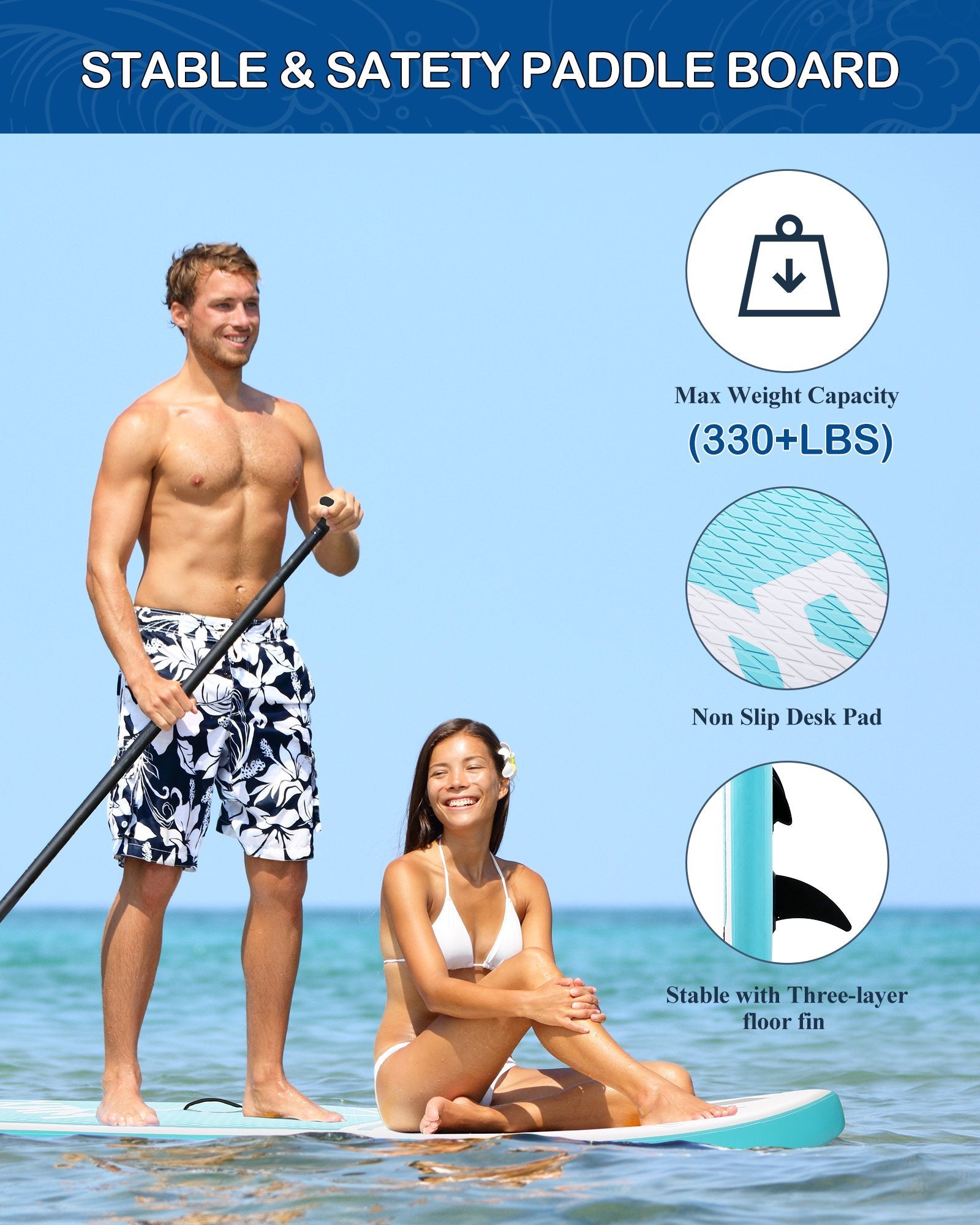 Load image into Gallery viewer, MaxKare Inflatable Paddle Board Stand Up Paddle Board SUP with Premium Stand-up Paddle Board Accessories &amp; Non-Slip Deck ISUP Backpack Paddle Leash Pump Paddle Board for Fishing Yoga for Adult &amp; Youth &amp; Kid  - NAIPO
