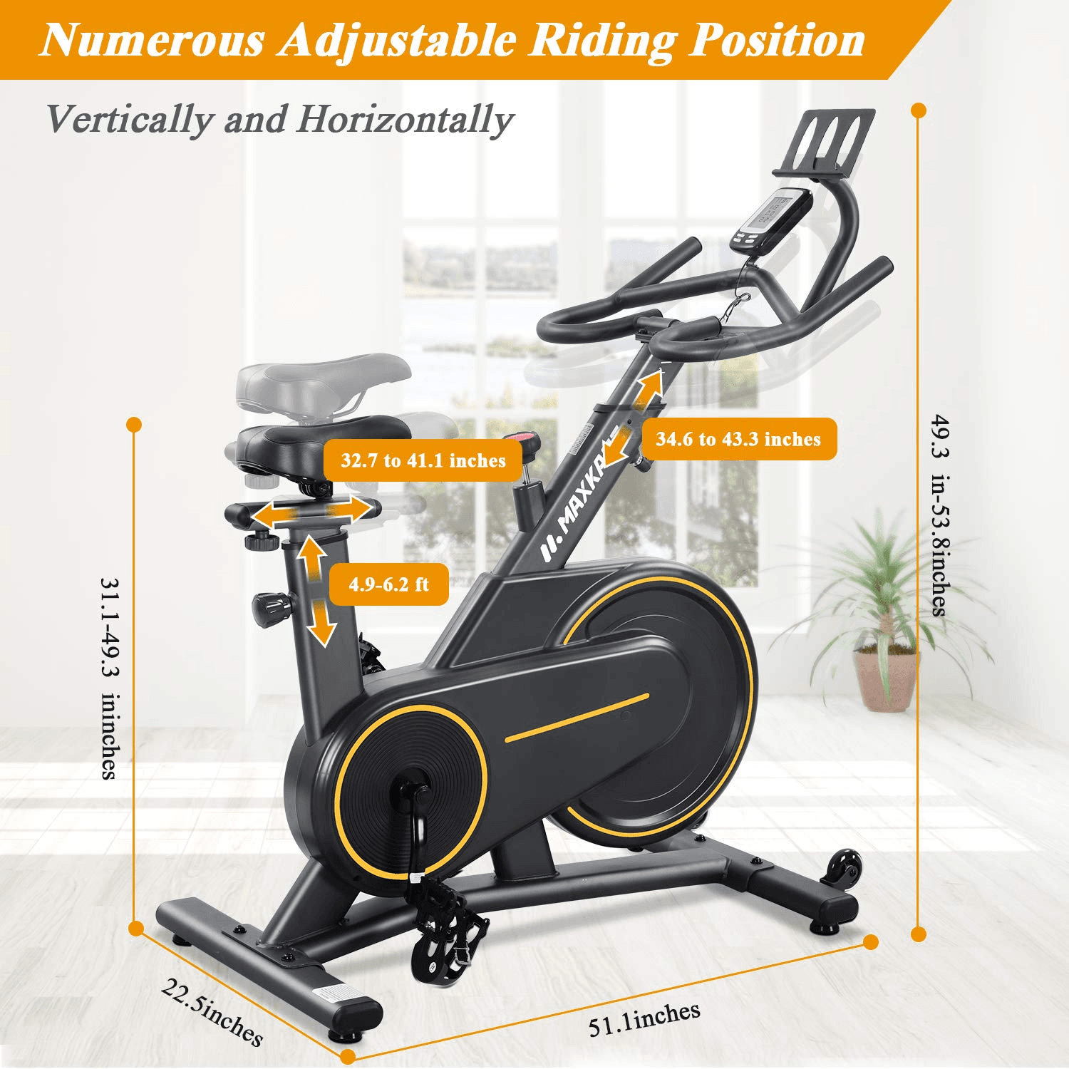 Load image into Gallery viewer, MaxKare Magnetic Cycling Bike, Multi-function Handle Stationary Bike with Independent Tablet Holder and LCD Monitor - NAIPO
