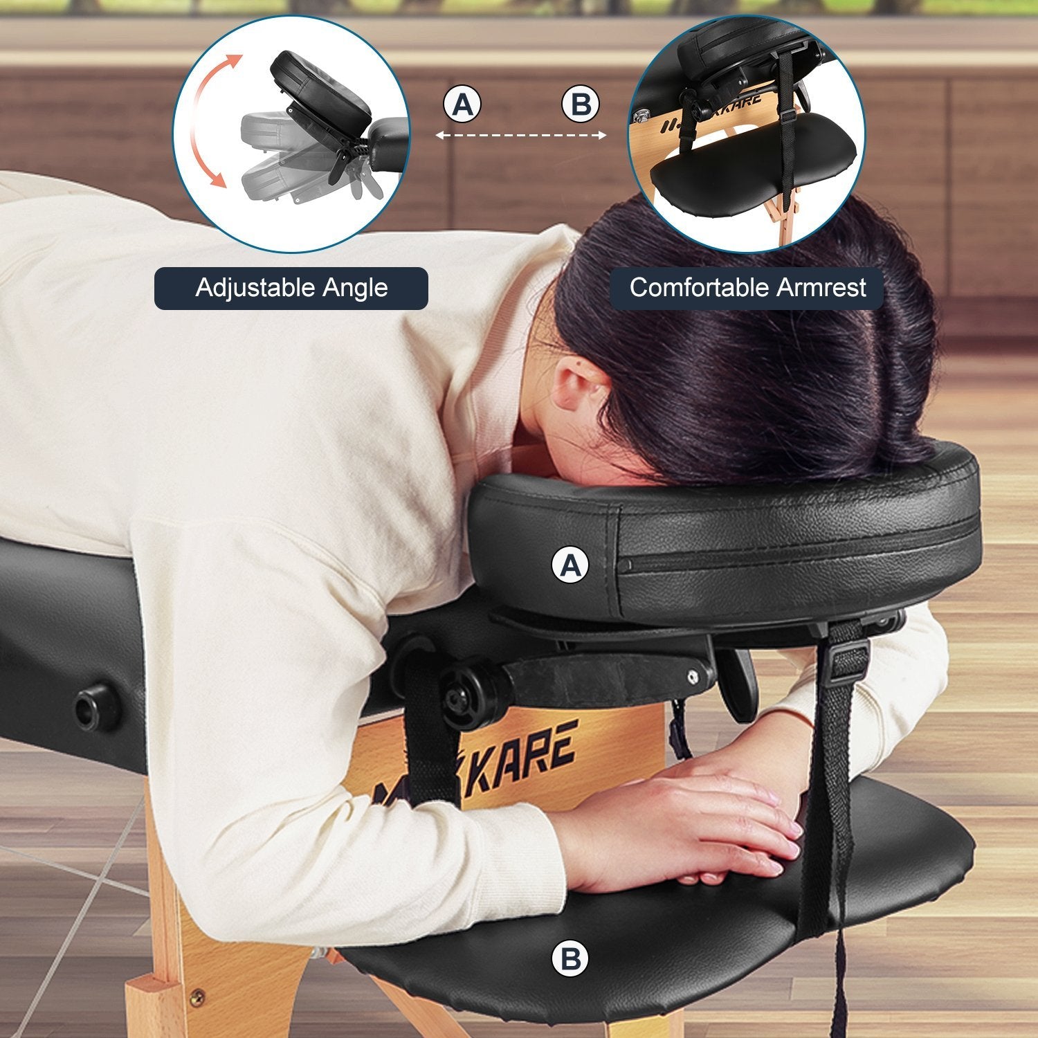 Load image into Gallery viewer, MaxKare Portable Massage Table with 2 Fold Wooden - NAIPO
