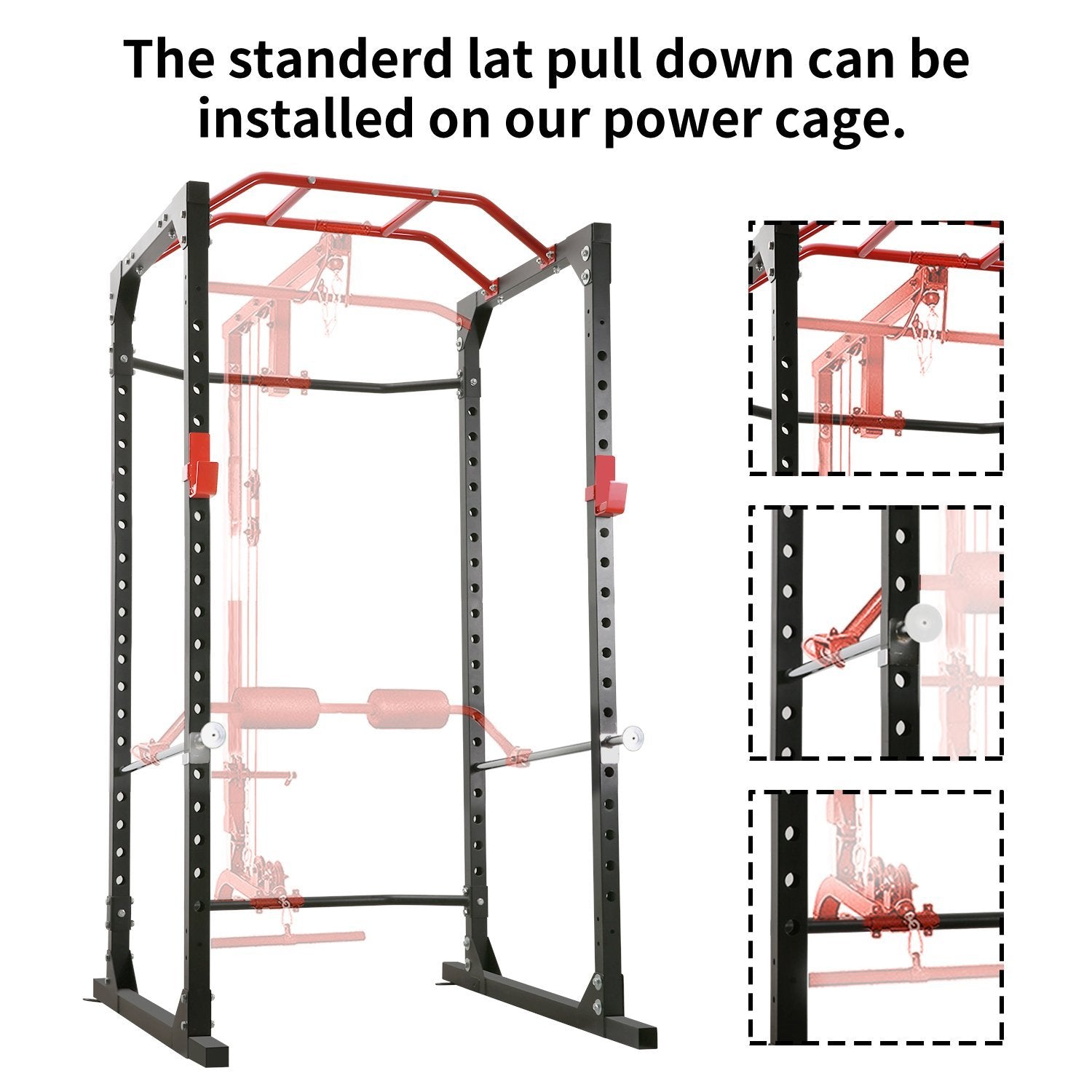 Load image into Gallery viewer, MaxKare Power Cage Squat Rack Cage with 2021 Upgraded Galvanized Safety Bar, 19-Level Adjustable with J-Hooks Heavy Duty for 1000lbs Capacity Olympic for Barbell Lifting, Squat Stand, Push ups, Pull ups - NAIPO
