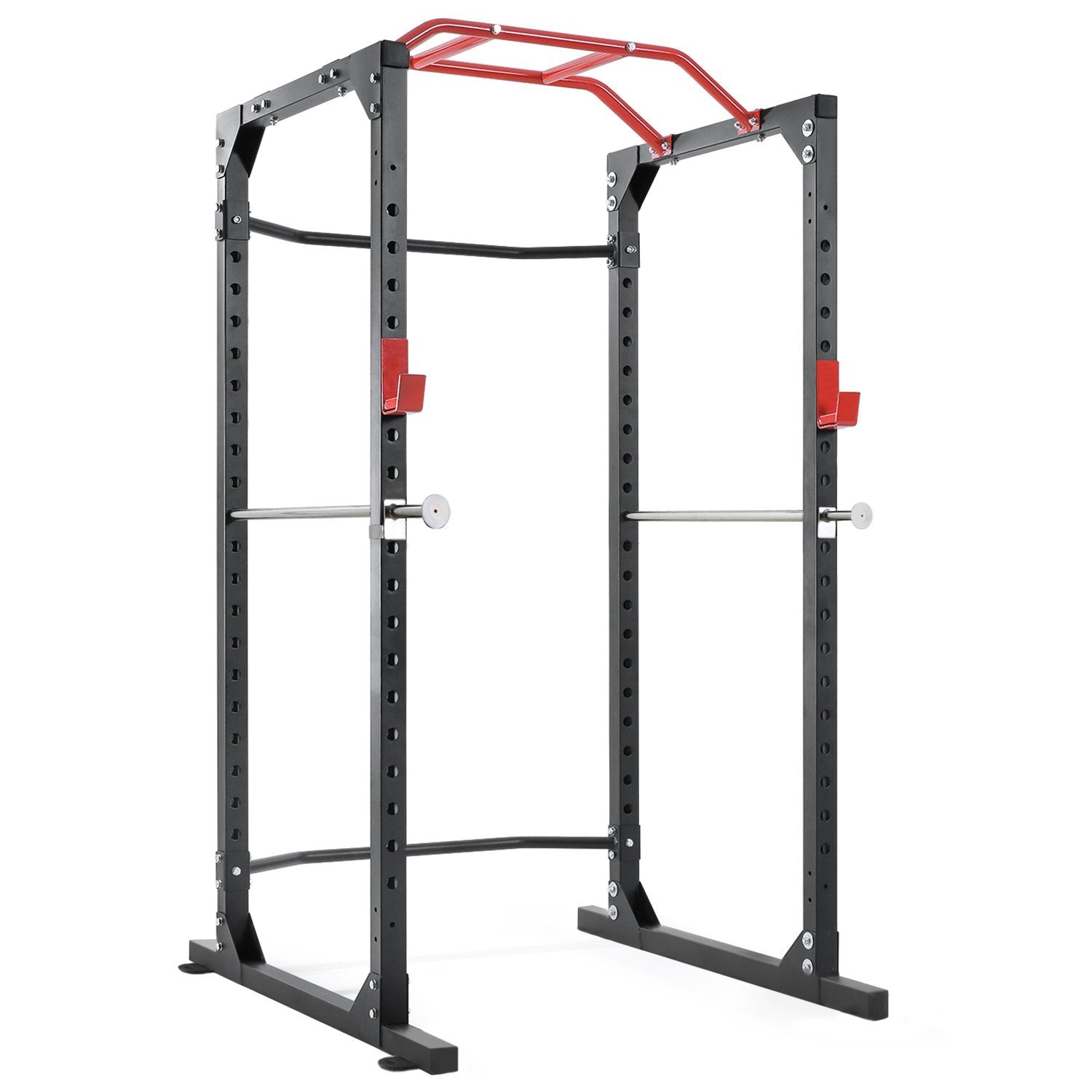Load image into Gallery viewer, MaxKare Power Cage Squat Rack Cage with 2021 Upgraded Galvanized Safety Bar, 19-Level Adjustable with J-Hooks Heavy Duty for 1000lbs Capacity Olympic for Barbell Lifting, Squat Stand, Push ups, Pull ups - NAIPO
