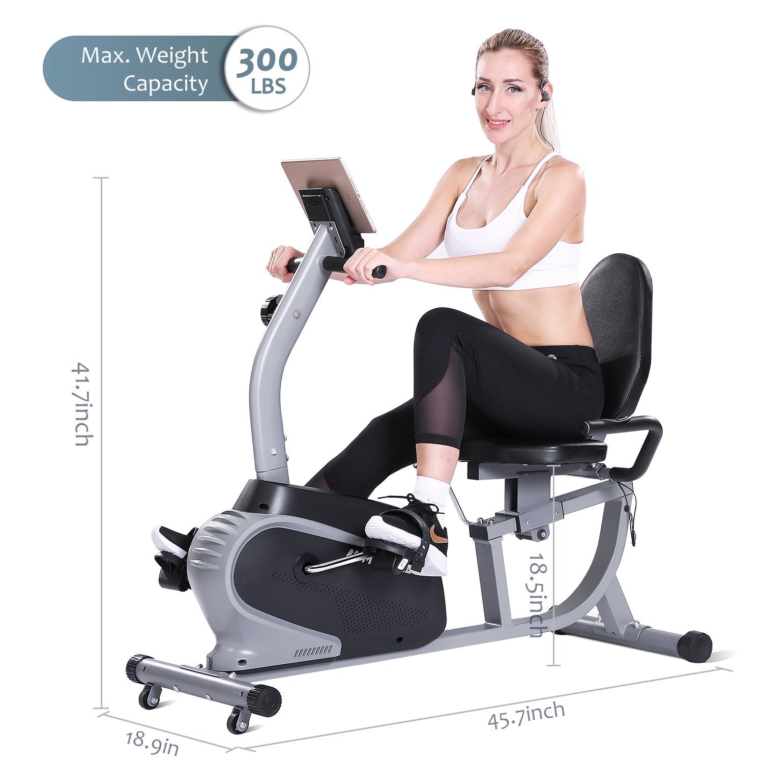 Load image into Gallery viewer, MaxKare Recumbent Exercise Bike Indoor Cycling Stationary Bike with Adjustable Seat and Resistance, Pulse Monitor/Phone Holder (Seat Height Adjustment by Lever) - NAIPO

