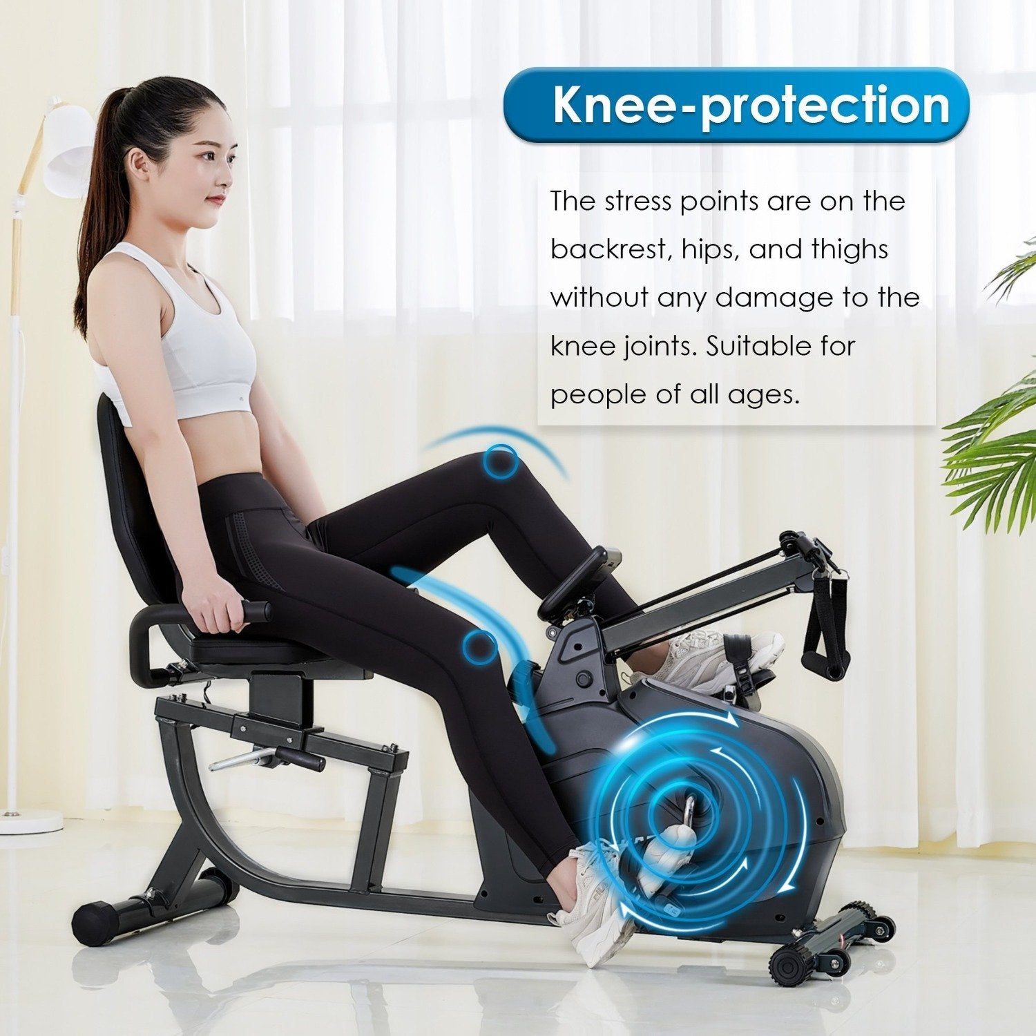 Load image into Gallery viewer, MaxKare Recumbent Exercise Bike Stationary Magnetic Indoor Cycling Bike with Arm Resistance Bands/Easy Adjustable Seat/LCD Monitor/Pulse Rate Monitoring for All Ages Cardio Workout at Home - NAIPO
