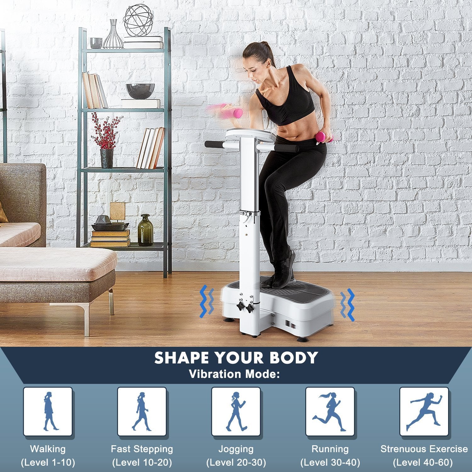 Load image into Gallery viewer, MaxKare Vibration Plate Exercise Machine Vibration Platform Machine with Adjustable Handle 2 Motor &amp; Loop Bands for Weight Loss,Toning &amp; Fitness Indoor/Outdoor Exercise Workout - NAIPO
