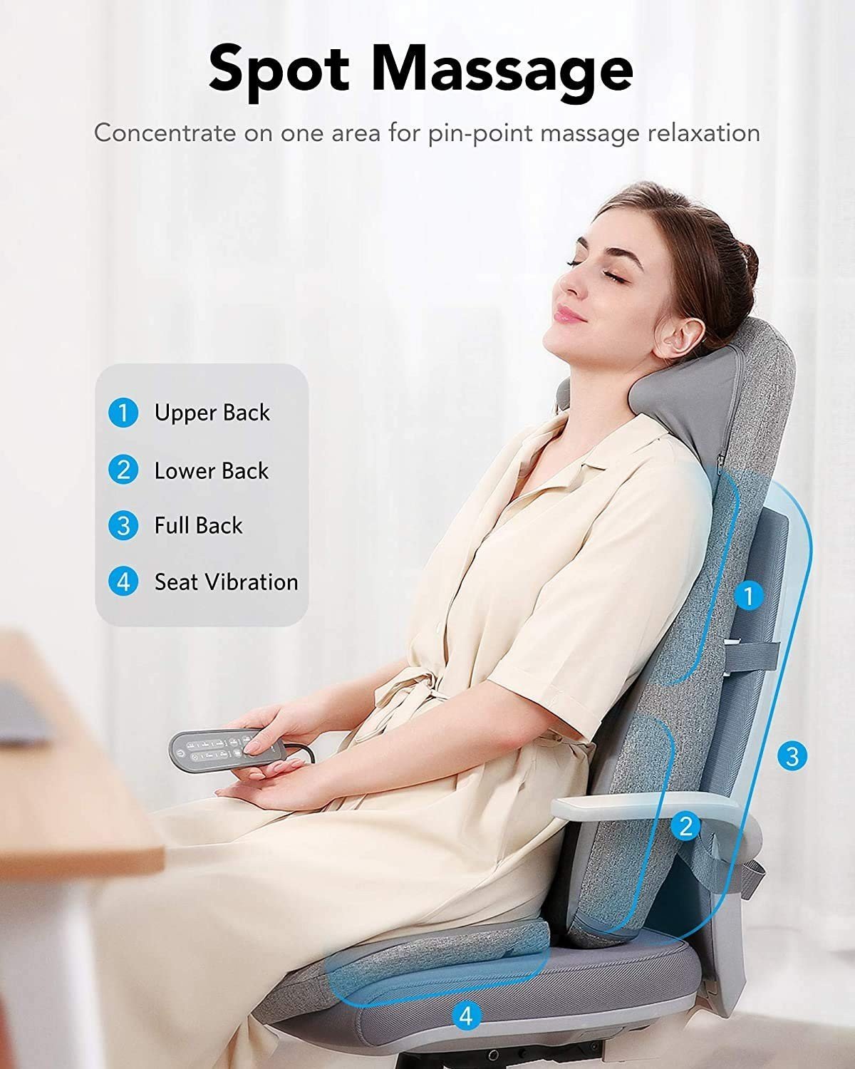 Load image into Gallery viewer, Naipo Back &amp; Neck Shiatsu Massage Cushion Pad with Heat, Height Adjustable Kneading Rolling Massage Chair Pad - NAIPO
