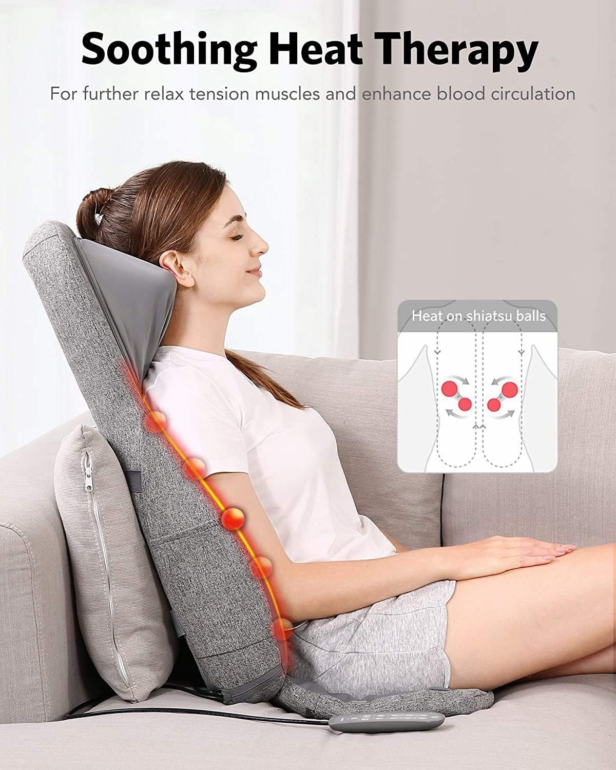 Load image into Gallery viewer, Naipo Back &amp; Neck Shiatsu Massage Cushion Pad with Heat, Height Adjustable Kneading Rolling Massage Chair Pad - NAIPO
