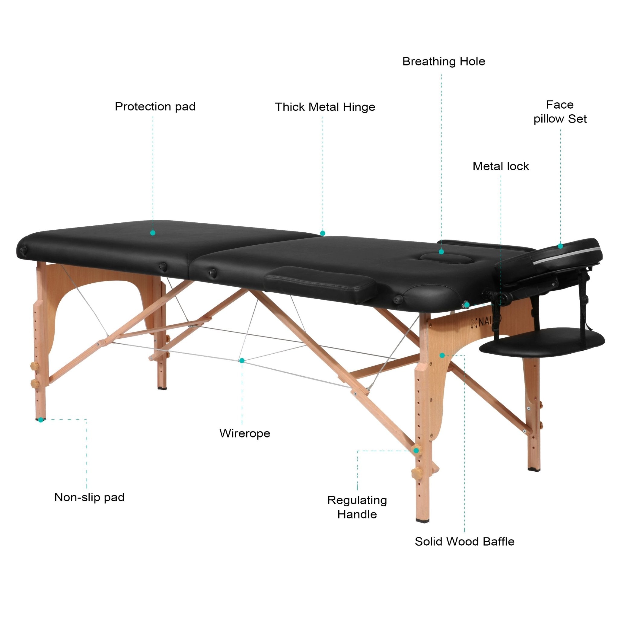 Load image into Gallery viewer, Naipo Portable Massage Table with Wooden Feet - NAIPO
