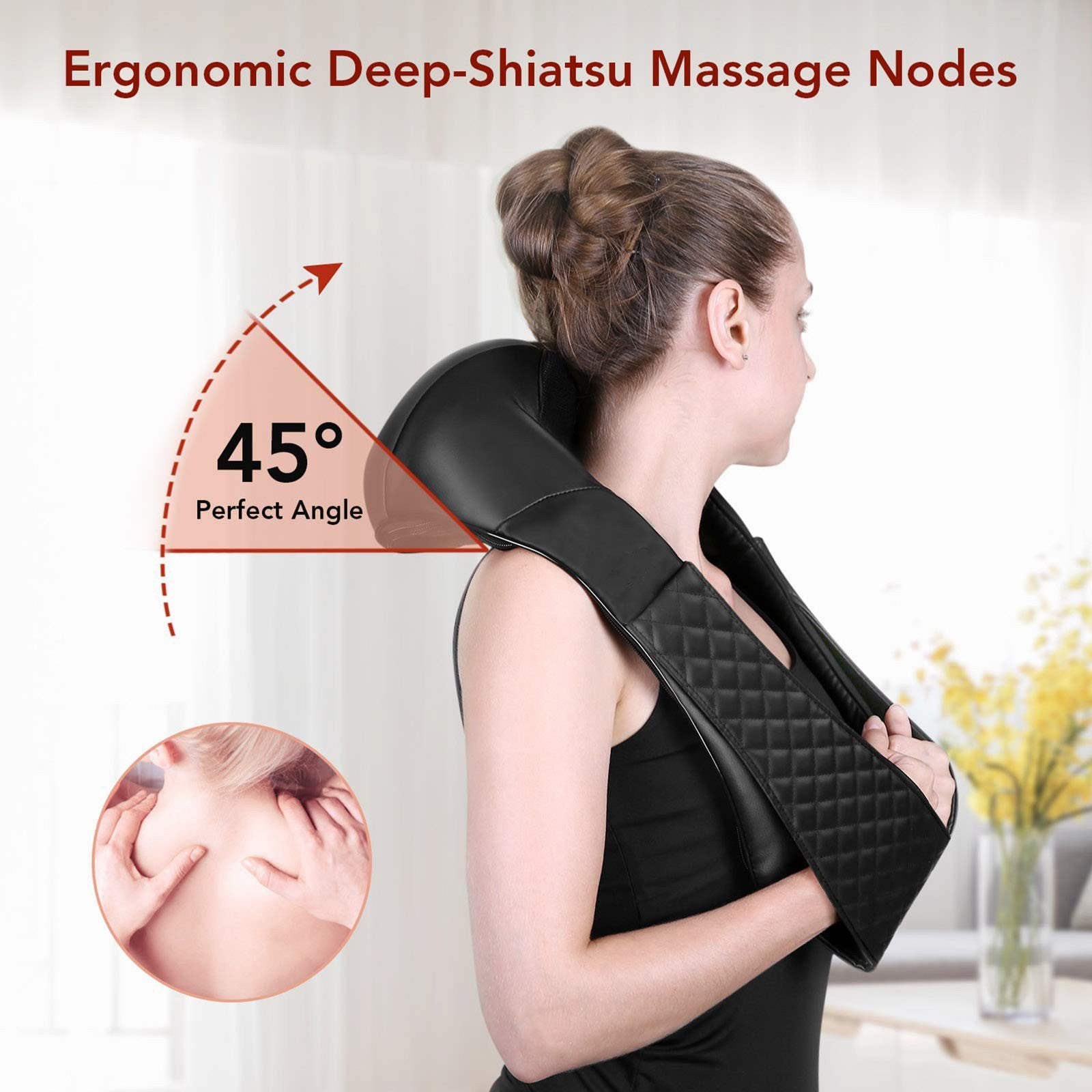 Back Massager with Adjustable Heat and Straps, Shiatsu Neck Massagers –  MARNUR