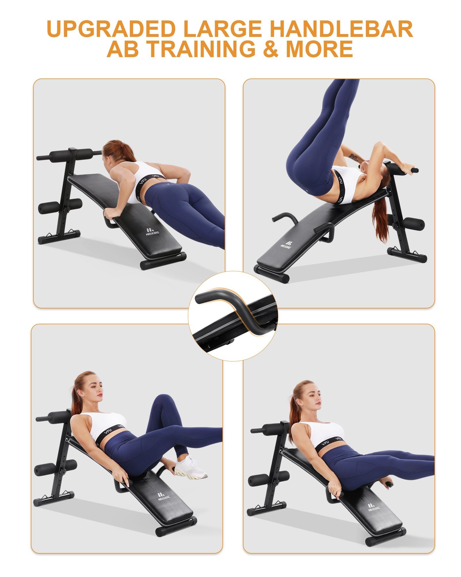 Load image into Gallery viewer, Sit Up Ab Bench Adjustable|MaxKare Foldable Slant Board for Sit-up Abdominal Exercise|Utility Workout Equipment Bench for Home Gym|Decline Recline Situp Benches - NAIPO
